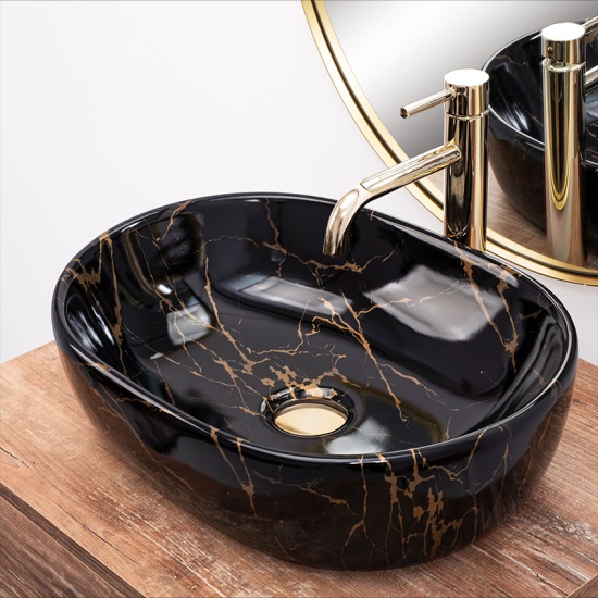 Image for REA Knox Black Marble Gloss Countertop Basin