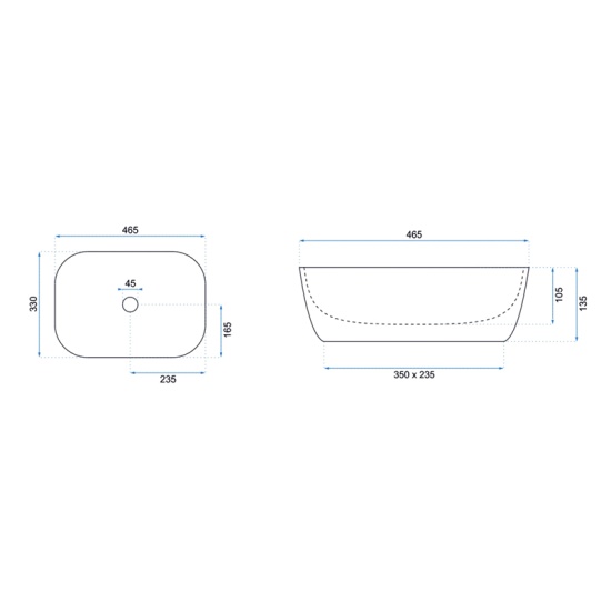 Image for REA Bodine Black Countertop Basin with Gold Edge