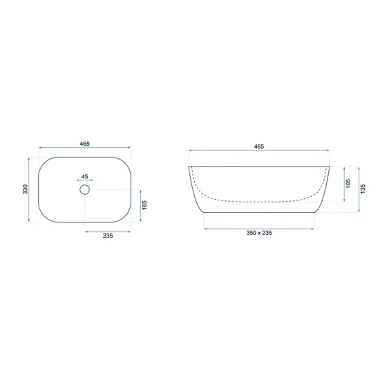 Image for REA Bodine White Countertop Basin with Gold Edge