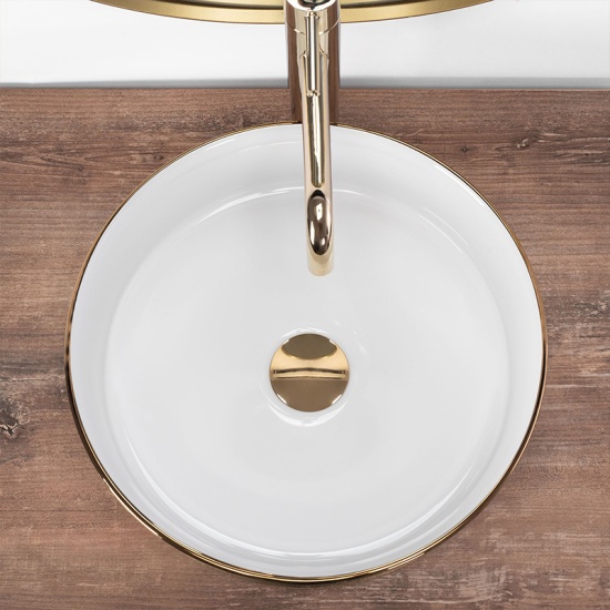 Image for REA Remy White Countertop Basin with Gold Edge