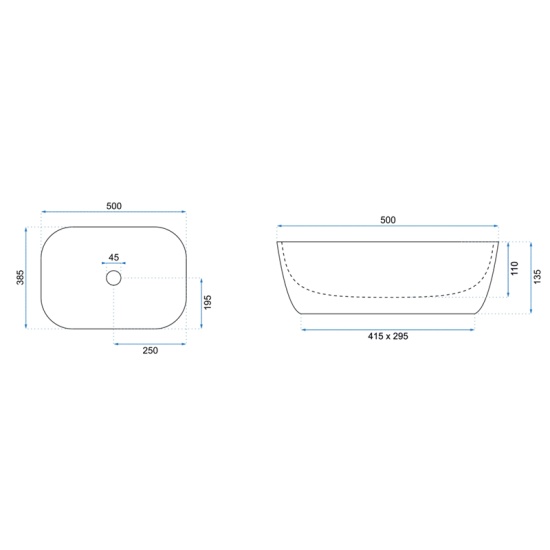 Image for REA Kelsey White Countertop Basin with Gold Edge