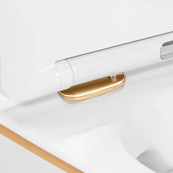 Kelsey Rimless White Wall Hung Toilet with Gold Edge