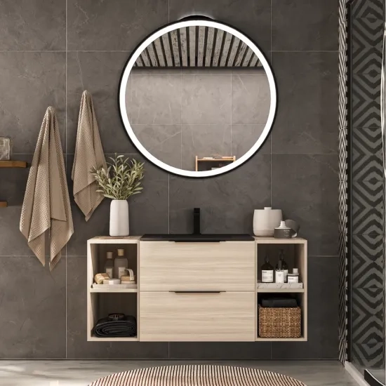Product Image for Alani Black Shower Suite: 1200 Oak Vanity Unit with Black Basin 2