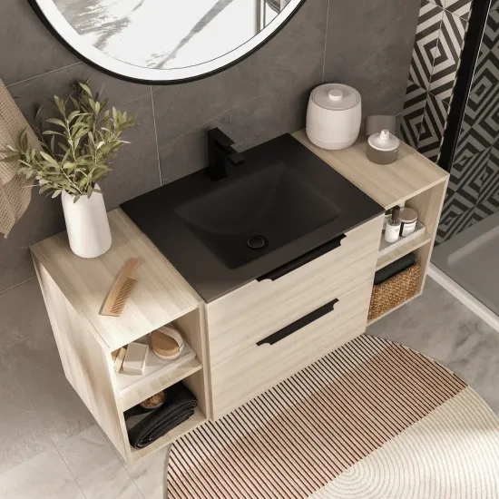 Product Image for Alani Black Shower Suite: 1200 Oak Vanity Unit with Black Basin 4