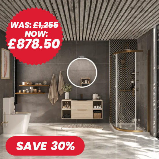 alani gold offset shower suite 1200 vanity unit