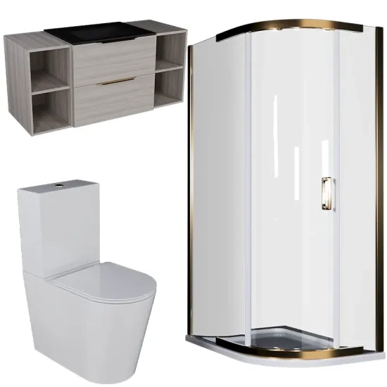 Product Image for Alani Gold Shower Suite: 1200 Oak Vanity Unit with Black Basin 6