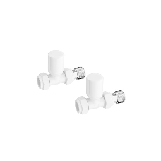 pattern radiator valve - straight - white