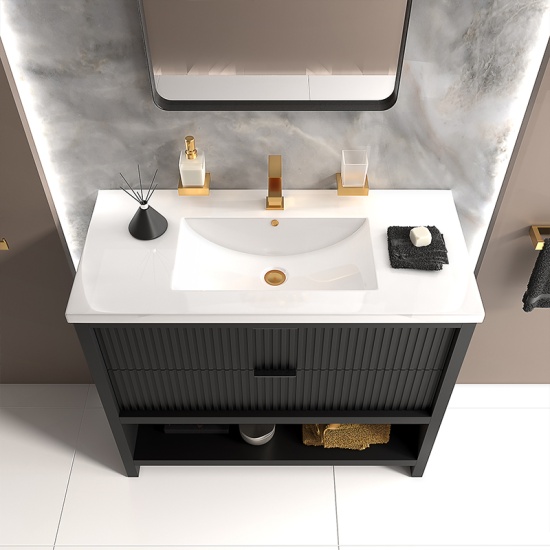 jasmine 1000mm floorstanding black vanity unit chrome handles