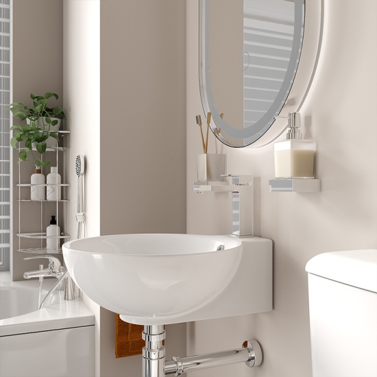 tesla petite bath suite basin toilet chrome