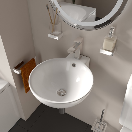 tesla petite bath suite basin toilet chrome