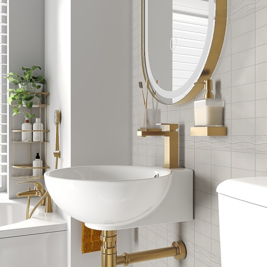 tesla petite bath suite basin toilet gold