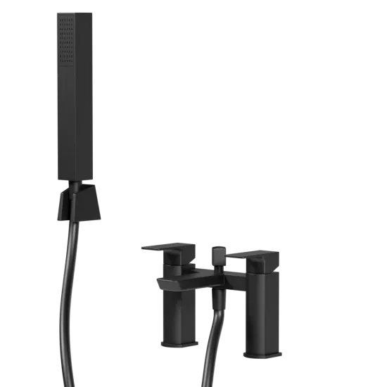 Muro Black Bath Shower Mixer Tap with Handset & Hose