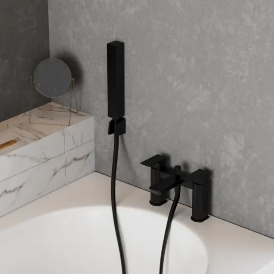muro black bath shower mixer tap with handset hose