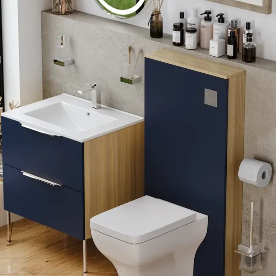 Product Image for Alani 600 Cloakroom Suite: Navy Blue Vanity Unit, BTW Toilet Unit and Optional Floorstanding Pan 3