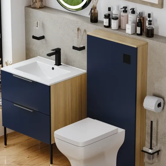 Product Image for Alani 600 Cloakroom Suite: Navy Blue Vanity Unit, BTW Toilet Unit and Optional Floorstanding Pan 4