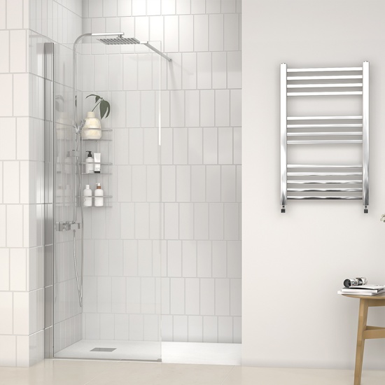 radiant 1200 walkin recess shower enclosure black tray