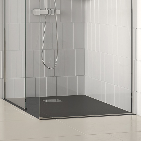 radiant 1200 walkin recess shower enclosure black tray