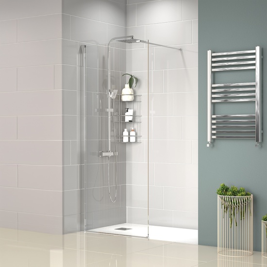 radiant 1400 walkin recess shower enclosure black tray