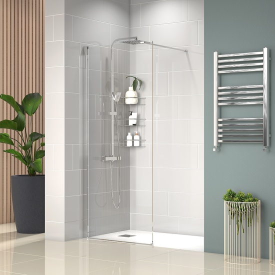 radiant 1500 walkin recess shower enclosure black tray