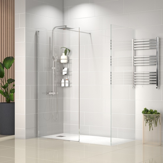 radiant 1600 walkin corner shower enclosure slate tray black white