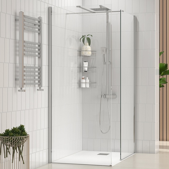 radiant 1200 walkin corner shower enclosure black tray