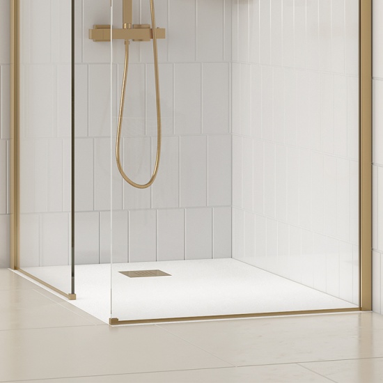 radiant gold 1200 walkin recess shower enclosure black tray