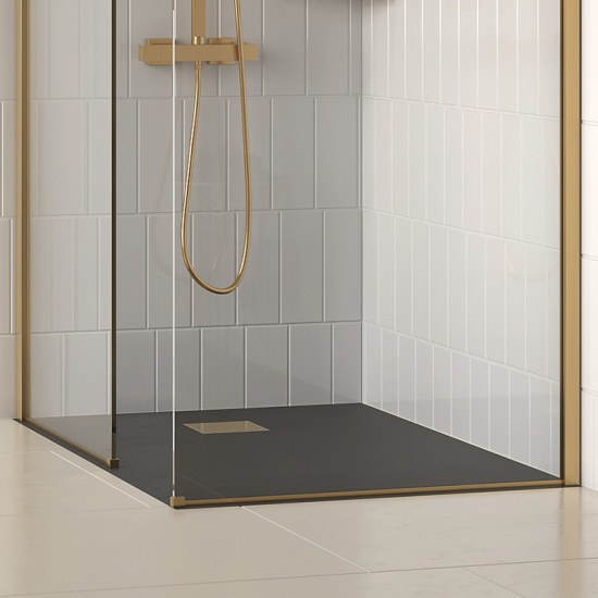 radiant gold 1200 walkin corner shower enclosure black tray