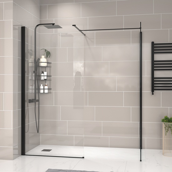 radiant black 1800 walkin corner shower enclosure black tray