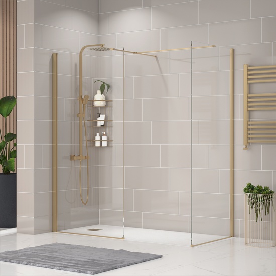 radiant gold 1800 walkin corner shower enclosure black tray