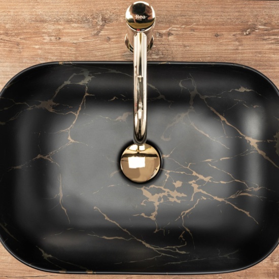 Bodine Matt Black Marble Vessel Sink Top View