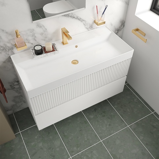 jasmine 1000 white wall vanity unit with white basin
