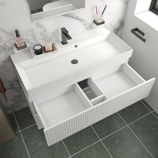 jasmine 1000 white wall vanity unit with white basin