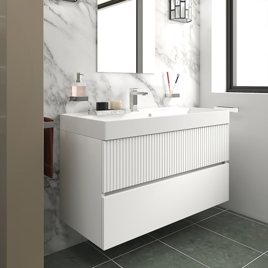 jasmine 1000 white wall vanity unit with white basin
