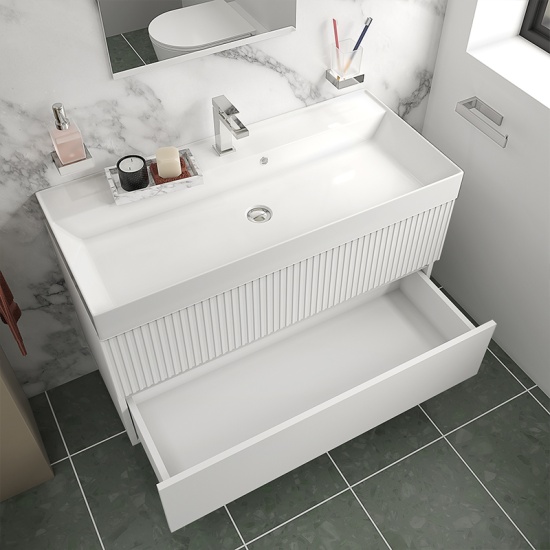 jasmine 1000 white wall vanity unit with white basin