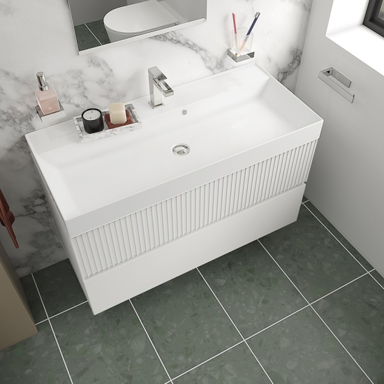 jasmine 1000 white wall vanity unit with white basin