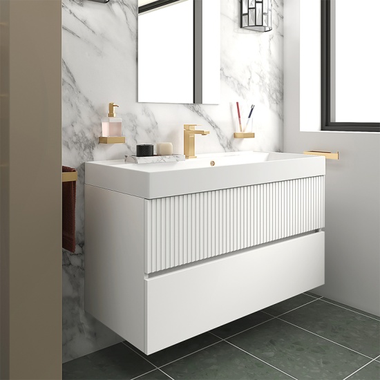 jasmine 1000 white wall vanity unit with white basin