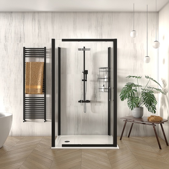 odessa black 1200 sliding 3 sided shower enclosure