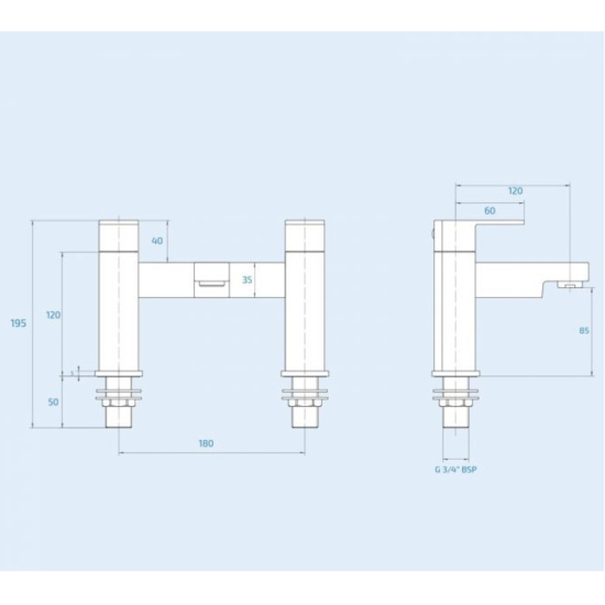 Line Drawing of Virgo Black Bath Filler Tap