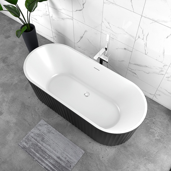 jasmine 1700 fluted black double ended bath
