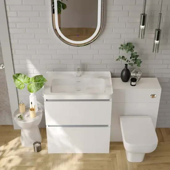 Product Image for Ashford 800 White Vanity Unit with WC Black-to-wall Toilet 2