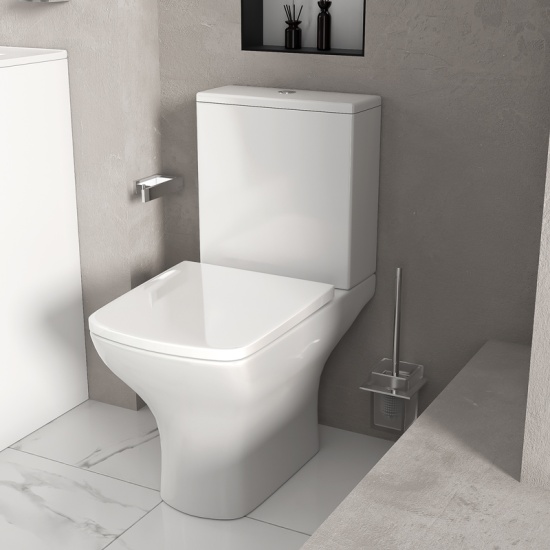 celeste bath suite: 500 white vanity unit and close coupled toilet
