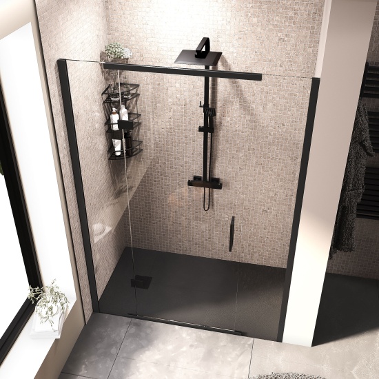 havana black 1400 inline hinged shower door