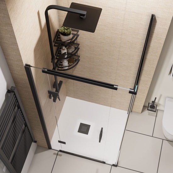 havana black 900 inline hinged corner shower enclosure