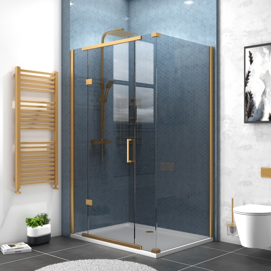 havana gold 1200 inline hinged corner shower enclosure smoked glass