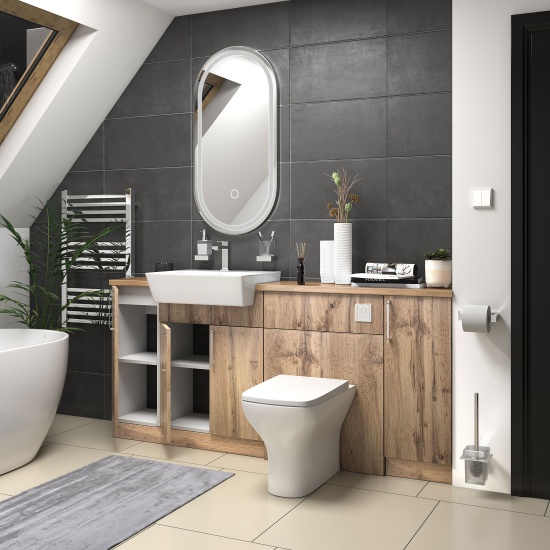 oliver Oak 1800 vanity and wc toilet pack chrome handles