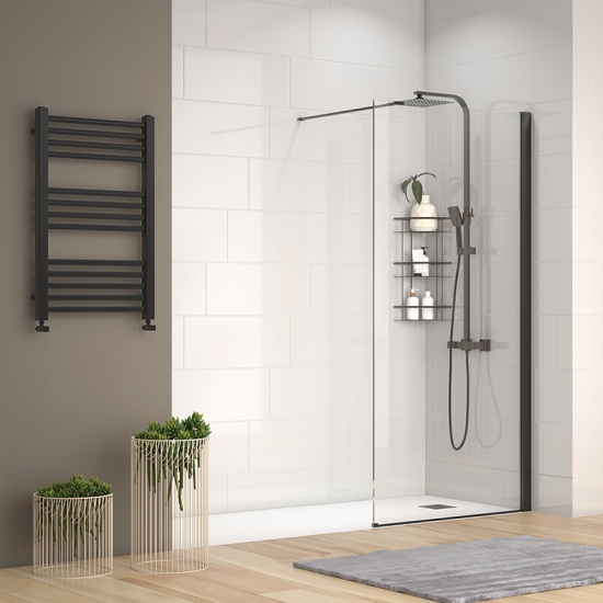 radiant black 2000 walkin recess shower enclosure black tray