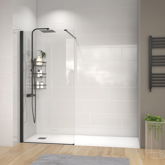radiant black 2000 walkin recess shower enclosure black tray
