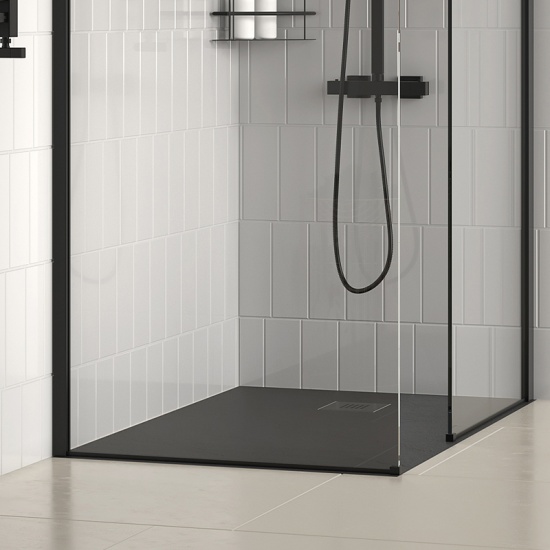 radiant black 2000 walkin recess shower enclosure black tray