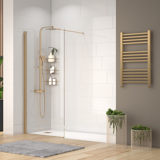 radiant gold 2000 walkin recess shower enclosure black tray