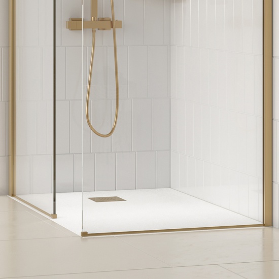 radiant gold 2000 walkin recess shower enclosure black tray